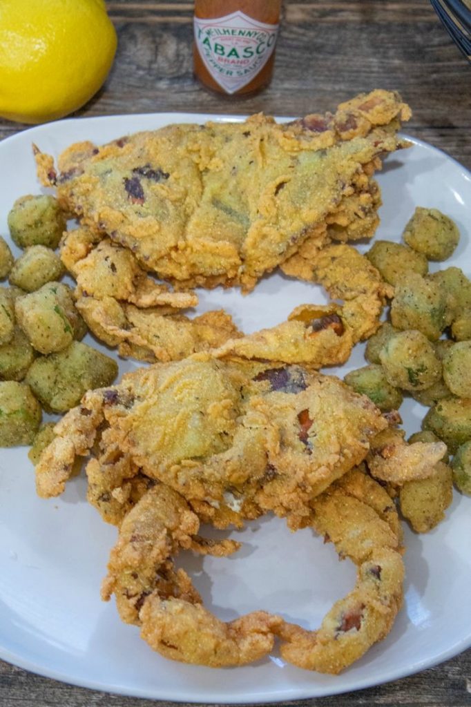 Fried Soft Shell Crab on a White Plate 