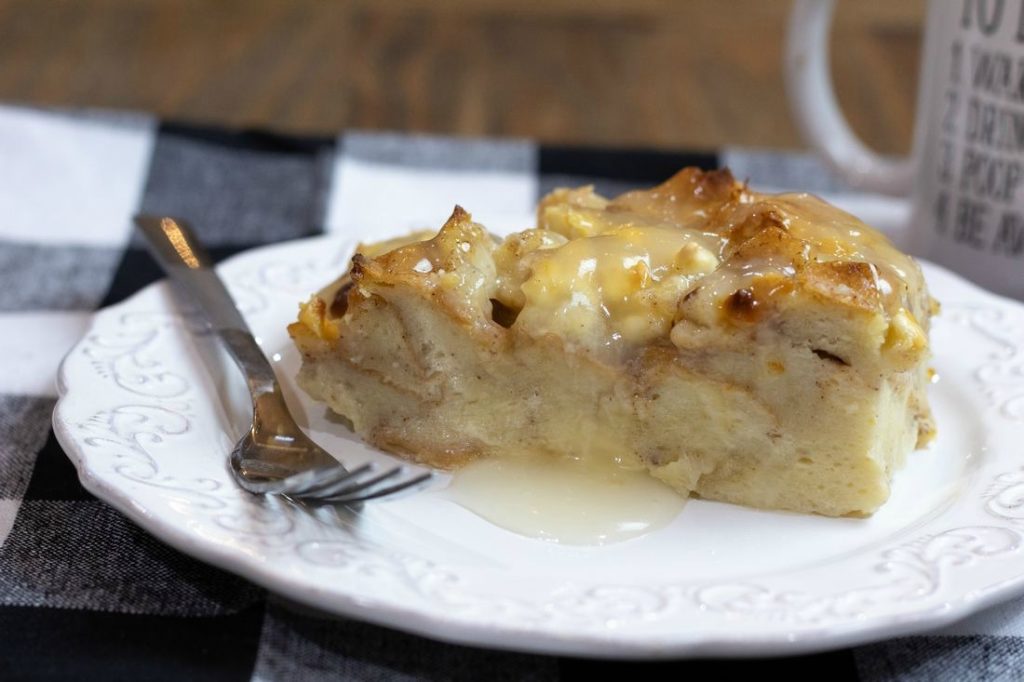 White Chocolate Bread Pudding with Rum Sauce 