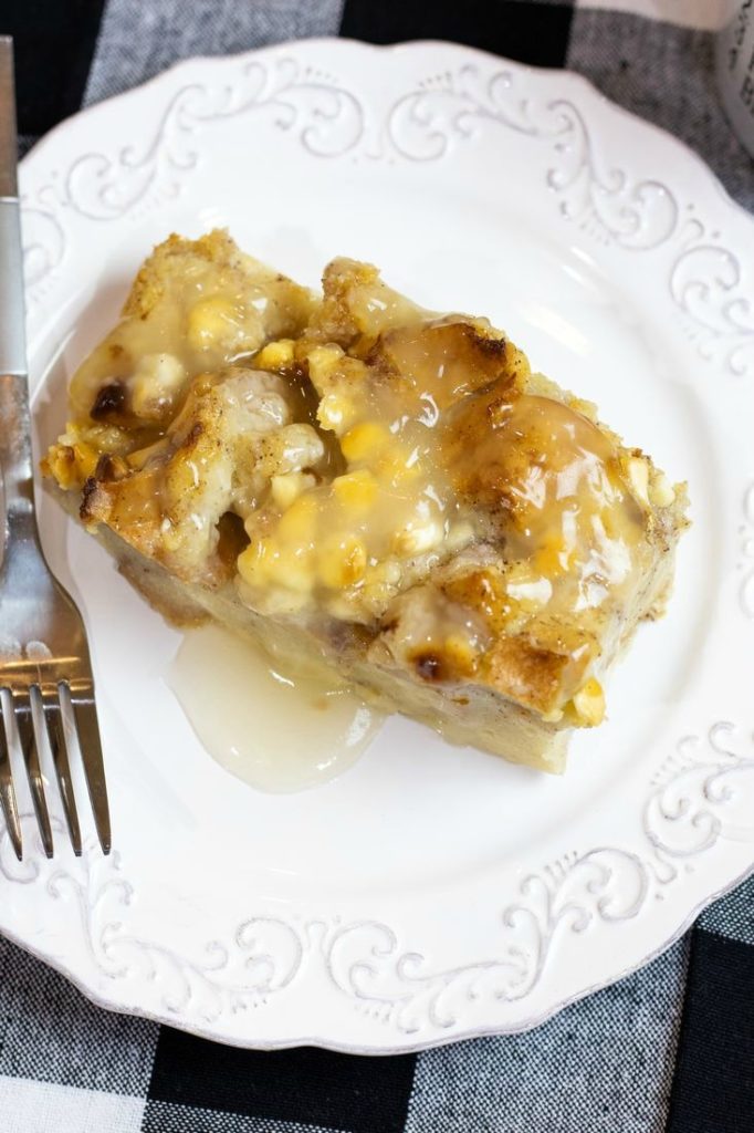 White Chocolate Bread Pudding with Rum Sauce 