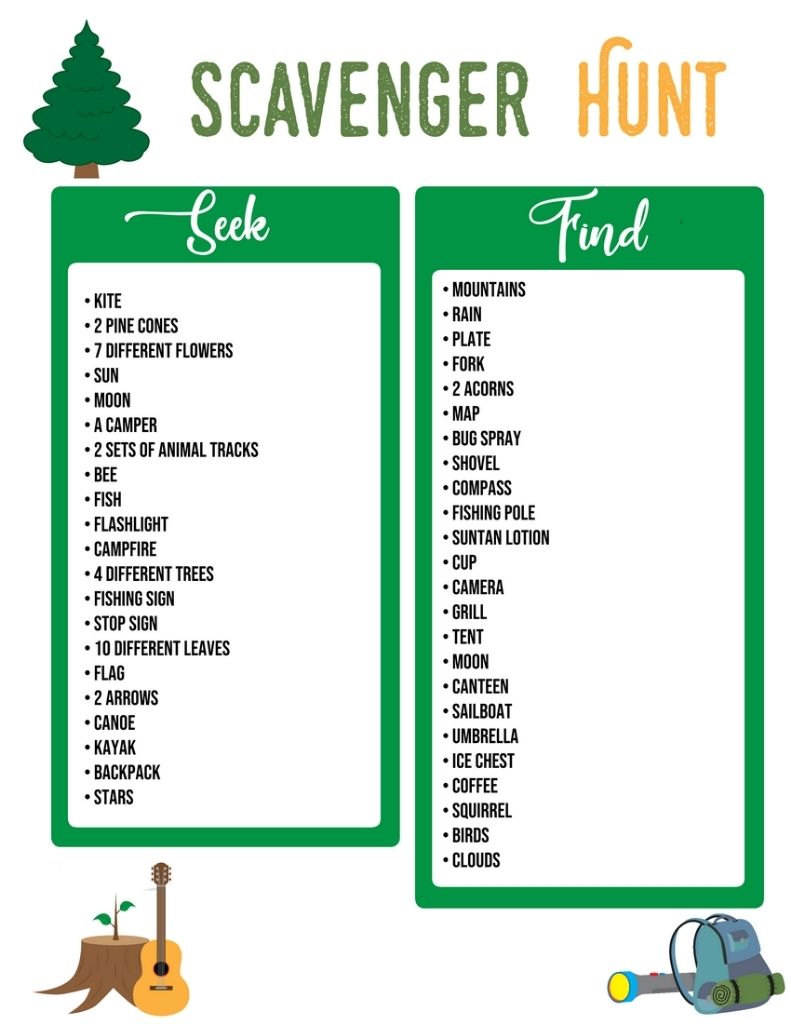 FREE Camping Scavenger Hunt
