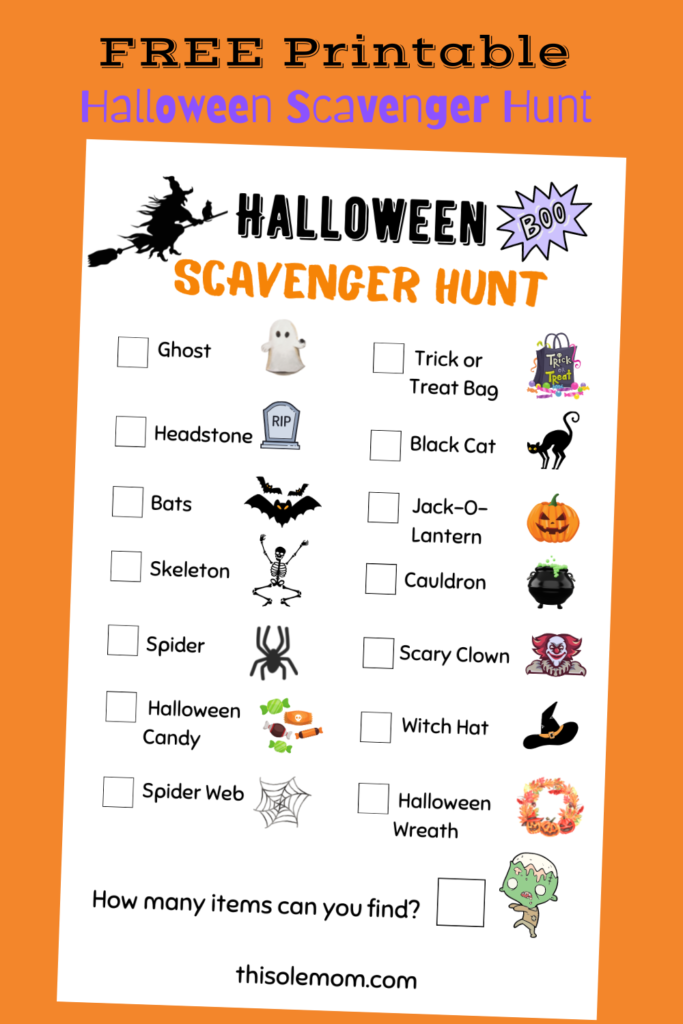 Halloween Scavenger Hunt Printable