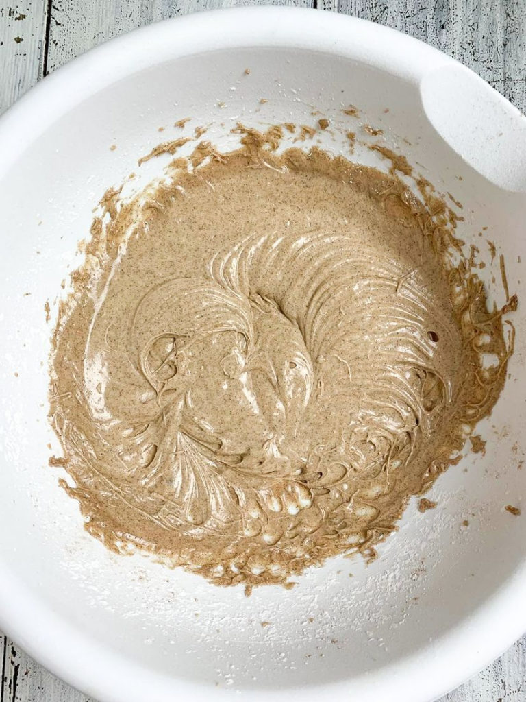 Pumpkin Pie Cream Cheese Dip in mixing bowl.