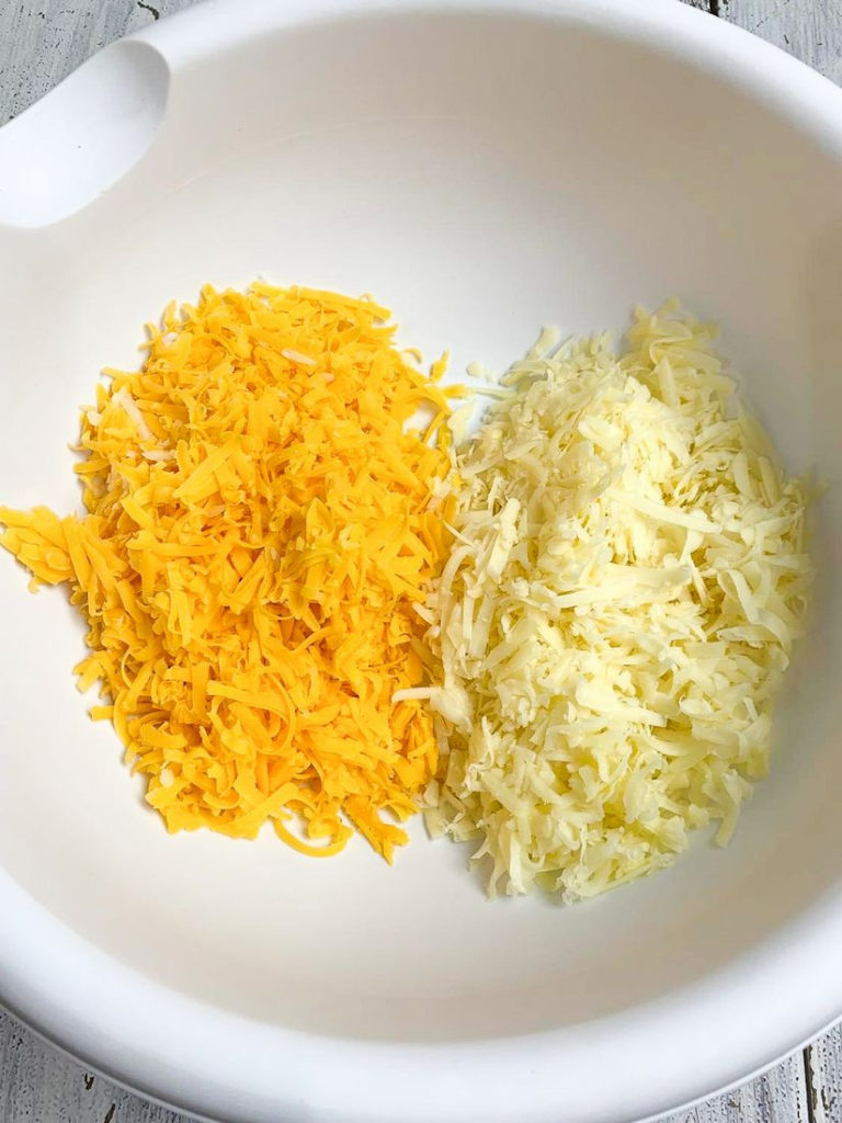 Cheese in white bowl.